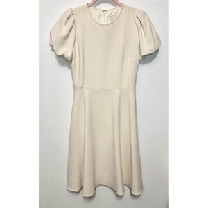 Krista Puff Sleeve Crepe Fit & Flare Dress